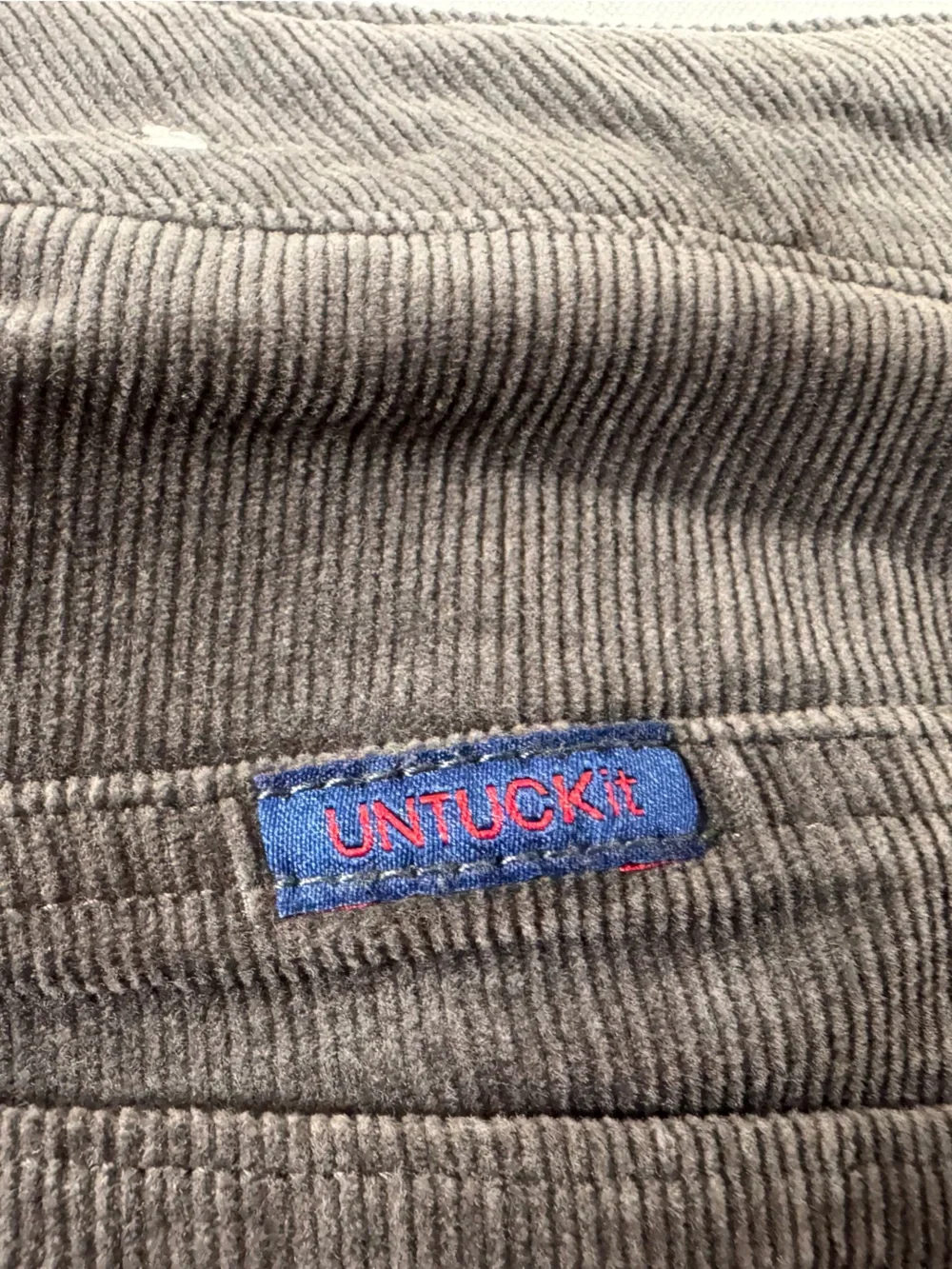Untuckit Men's Gray 98% Cotton Corduroy Look Pants